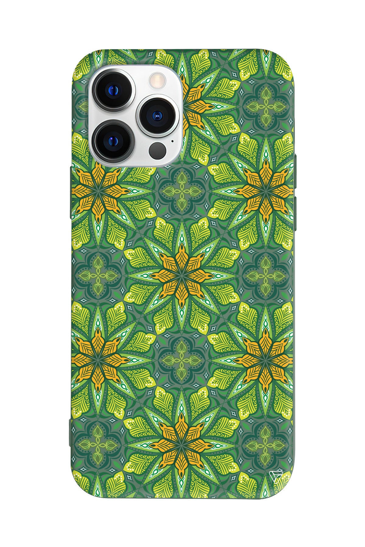 Yeşil Desen Lansman Model İçi Kadife Silikon Telefon Kılıfı