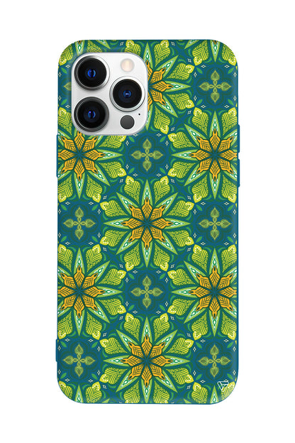 Yeşil Desen Lansman Model İçi Kadife Silikon Telefon Kılıfı