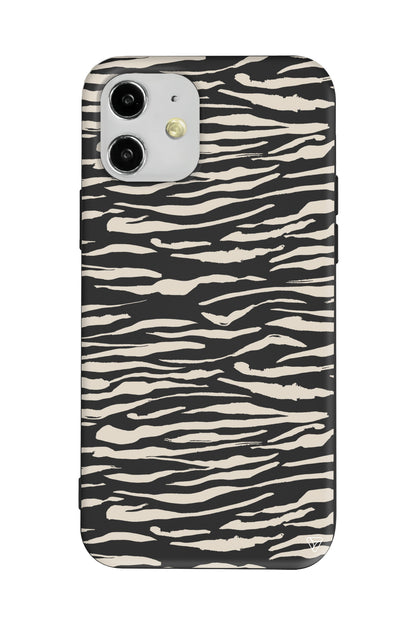 Zebra Sepya Lansman Model İçi Kadife Silikon Telefon Kılıfı