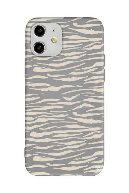 Zebra Sepya Lansman Model İçi Kadife Silikon Telefon Kılıfı