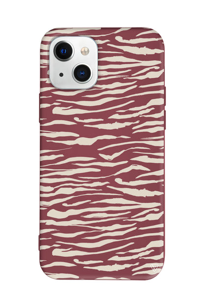 Zebra Sepya Lansman Model İçi Kadife Silikon Telefon Kılıfı