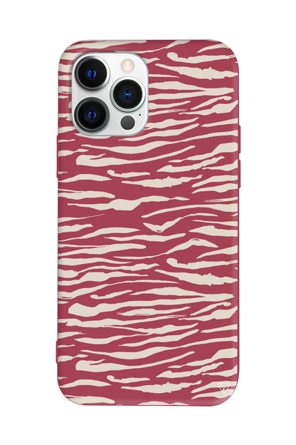 Zebra Sepya Lansman Model İçi Kadife Silikon Telefon Kılıfı