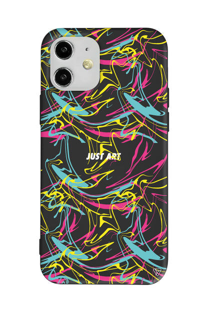 Renkli Just Art Lansman Model İçi Kadife Silikon Telefon Kılıfı