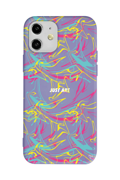 Renkli Just Art Lansman Model İçi Kadife Silikon Telefon Kılıfı