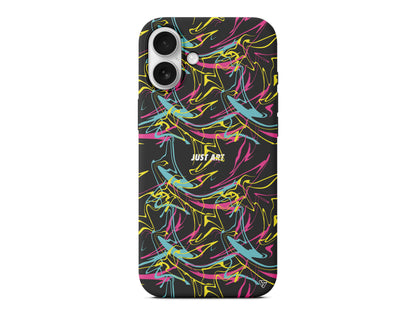 Renkli Just Art Lansman Model İçi Kadife Silikon Telefon Kılıfı – Plus Serisine Özel