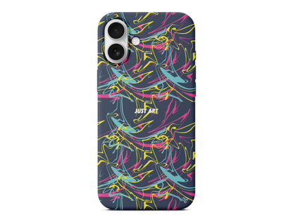 Renkli Just Art Lansman Model İçi Kadife Silikon Telefon Kılıfı – Plus Serisine Özel