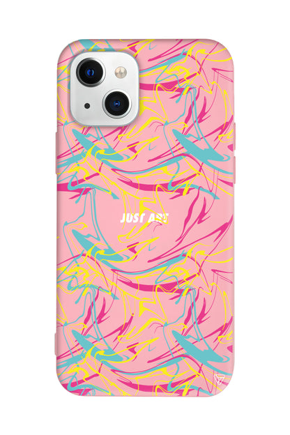 Renkli Just Art Lansman Model İçi Kadife Silikon Telefon Kılıfı – Plus Serisine Özel