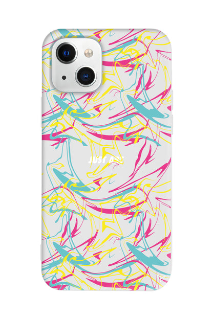 Renkli Just Art Lansman Model İçi Kadife Silikon Telefon Kılıfı