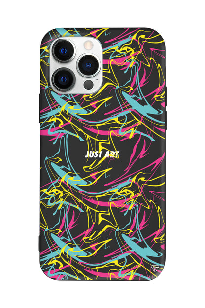 Renkli Just Art Lansman Model İçi Kadife Silikon Telefon Kılıfı