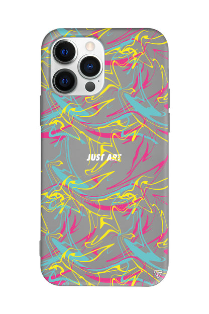 Renkli Just Art Lansman Model İçi Kadife Silikon Telefon Kılıfı