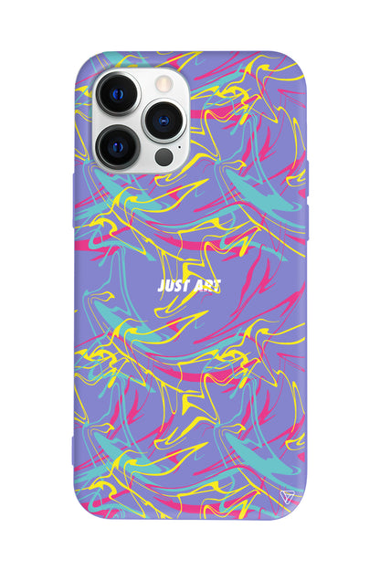 Renkli Just Art Lansman Model İçi Kadife Silikon Telefon Kılıfı