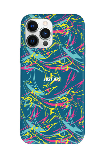 Renkli Just Art Lansman Model İçi Kadife Silikon Telefon Kılıfı