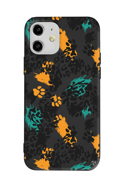Abstract Leopar Lansman Model İçi Kadife Silikon Telefon Kılıfı