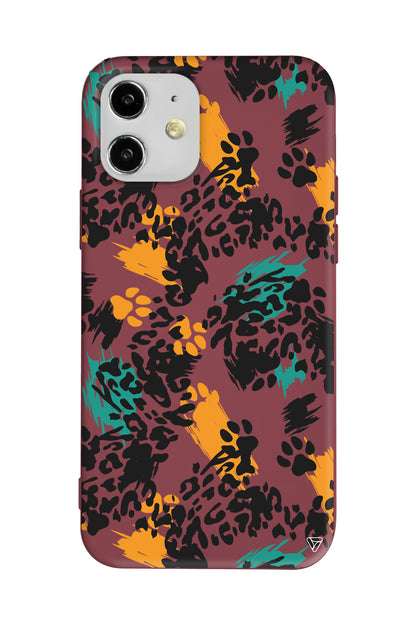 Abstract Leopar Lansman Model İçi Kadife Silikon Telefon Kılıfı