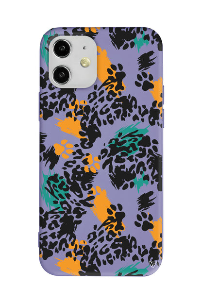 Abstract Leopar Lansman Model İçi Kadife Silikon Telefon Kılıfı