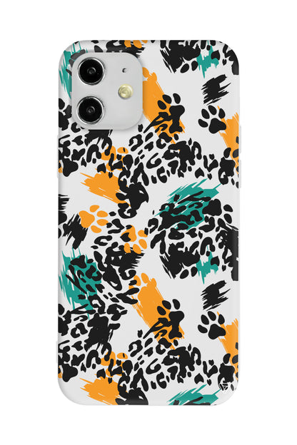 Abstract Leopar Lansman Model İçi Kadife Silikon Telefon Kılıfı