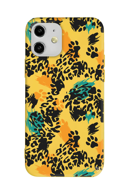 Abstract Leopar Lansman Model İçi Kadife Silikon Telefon Kılıfı