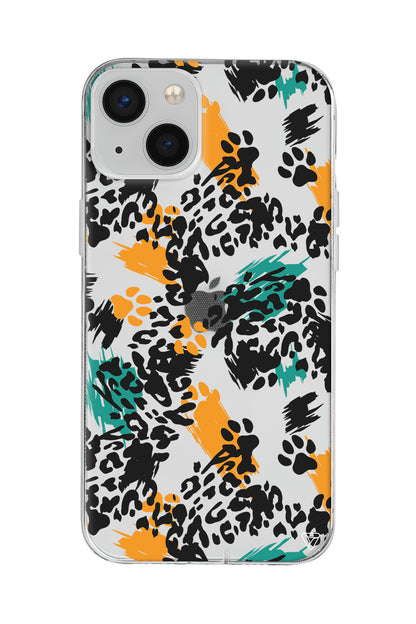 Abstract Leopar Lansman Model İçi Kadife Silikon Telefon Kılıfı