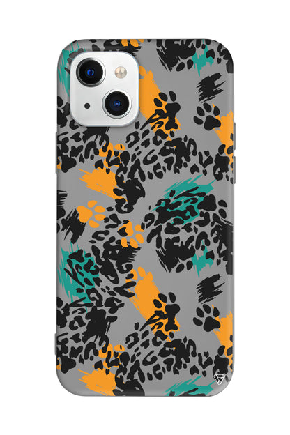 Abstract Leopar Lansman Model İçi Kadife Silikon Telefon Kılıfı