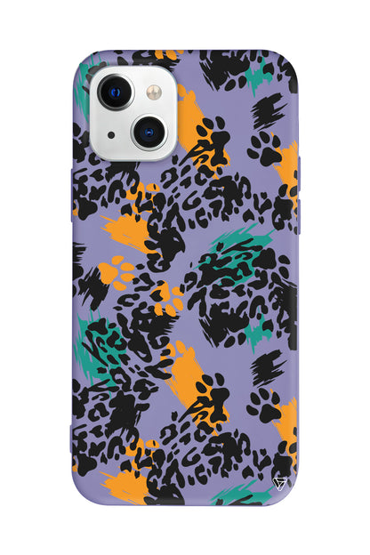 Abstract Leopar Lansman Model İçi Kadife Silikon Telefon Kılıfı