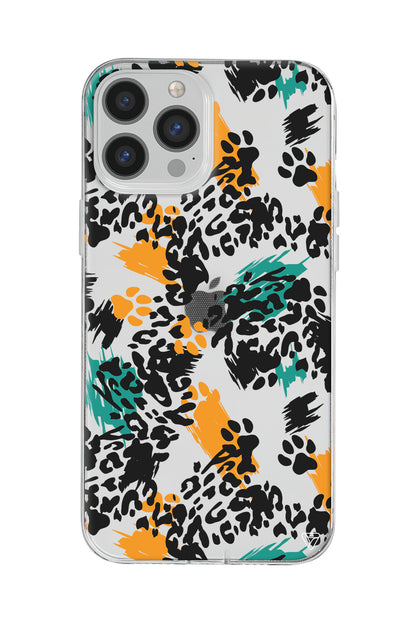 Abstract Leopar Lansman Model İçi Kadife Silikon Telefon Kılıfı