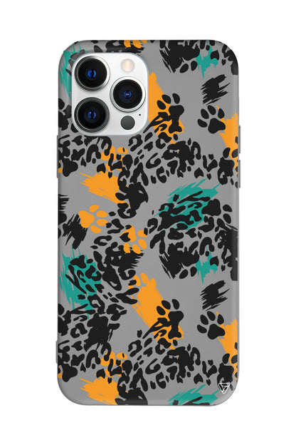 Abstract Leopar Lansman Model İçi Kadife Silikon Telefon Kılıfı