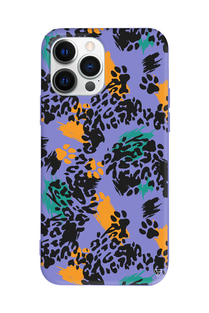 Abstract Leopar Lansman Model İçi Kadife Silikon Telefon Kılıfı