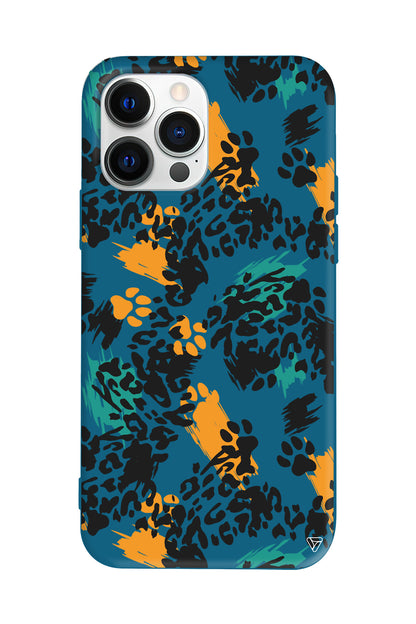 Abstract Leopar Lansman Model İçi Kadife Silikon Telefon Kılıfı