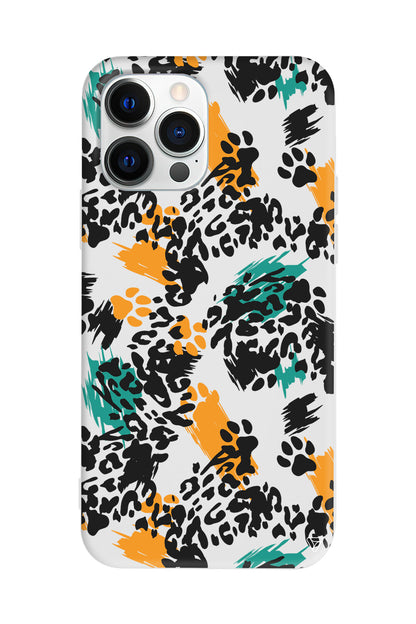 Abstract Leopar Lansman Model İçi Kadife Silikon Telefon Kılıfı