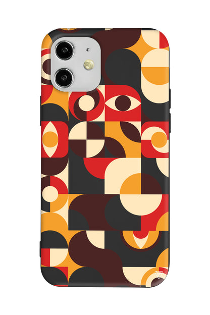 Abstract Desen 4 Lansman Model İçi Kadife Silikon Telefon Kılıfı