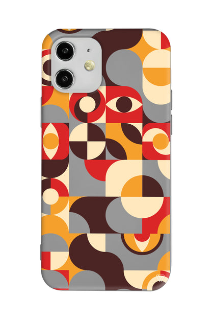 Abstract Desen 4 Lansman Model İçi Kadife Silikon Telefon Kılıfı