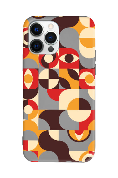 Abstract Desen 4 Lansman Model İçi Kadife Silikon Telefon Kılıfı