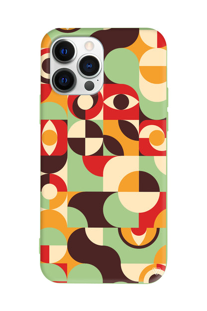 Abstract Desen 4 Lansman Model İçi Kadife Silikon Telefon Kılıfı