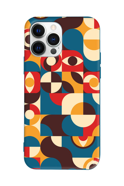 Abstract Desen 4 Lansman Model İçi Kadife Silikon Telefon Kılıfı