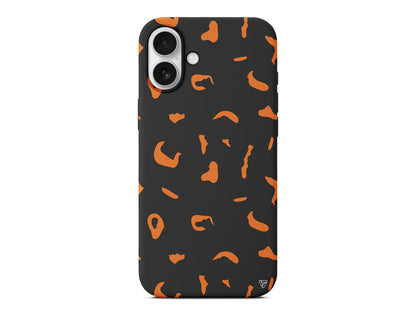 Turuncu Siyah Desen Lansman Model İçi Kadife Silikon Telefon Kılıfı