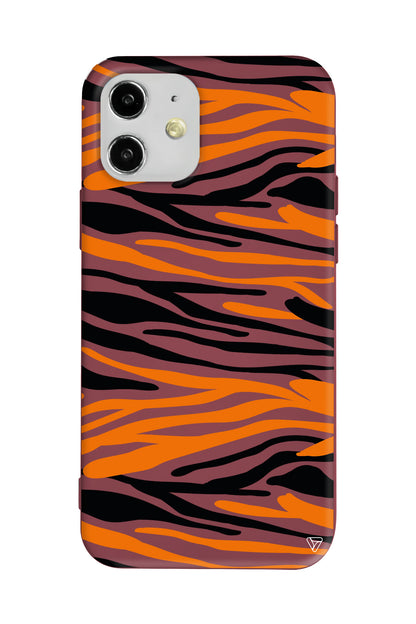 Turuncu Siyah Desen 2 Lansman Model İçi Kadife Silikon Telefon Kılıfı