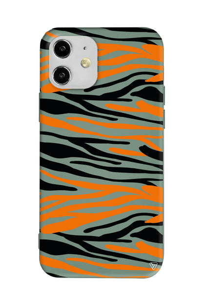 Turuncu Siyah Desen 2 Lansman Model İçi Kadife Silikon Telefon Kılıfı