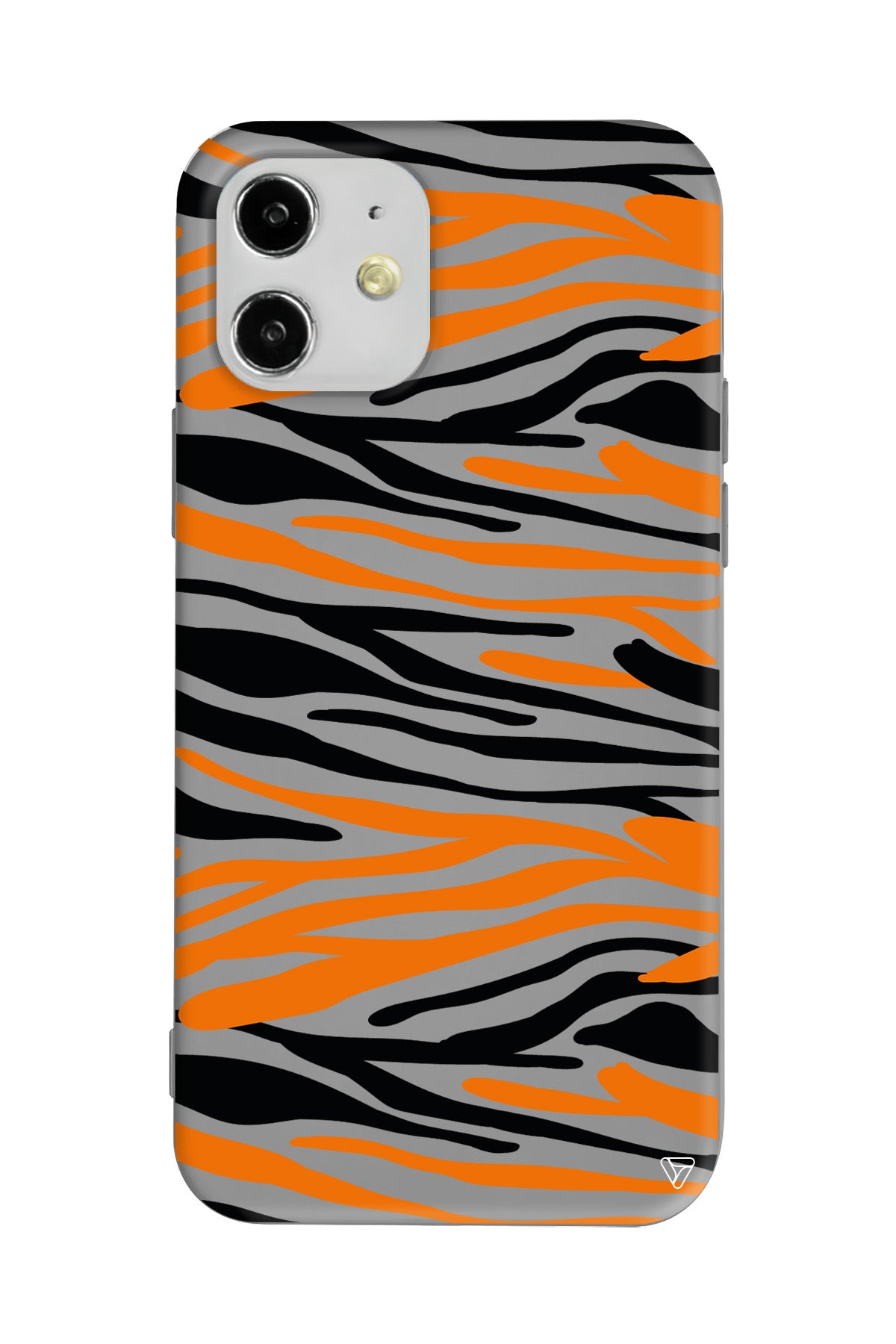 Turuncu Siyah Desen 2 Lansman Model İçi Kadife Silikon Telefon Kılıfı