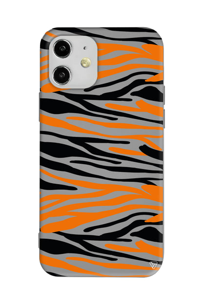 Turuncu Siyah Desen 2 Lansman Model İçi Kadife Silikon Telefon Kılıfı