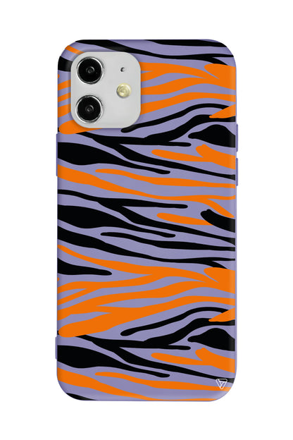 Turuncu Siyah Desen 2 Lansman Model İçi Kadife Silikon Telefon Kılıfı