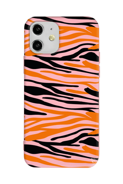 Turuncu Siyah Desen 2 Lansman Model İçi Kadife Silikon Telefon Kılıfı