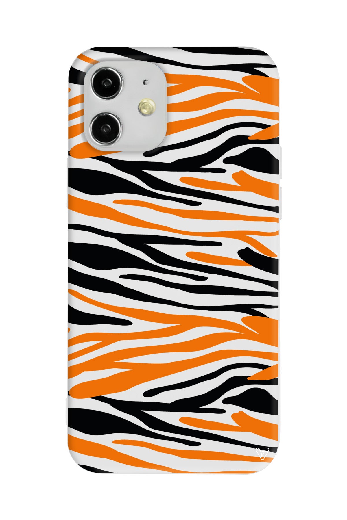 Turuncu Siyah Desen 2 Lansman Model İçi Kadife Silikon Telefon Kılıfı