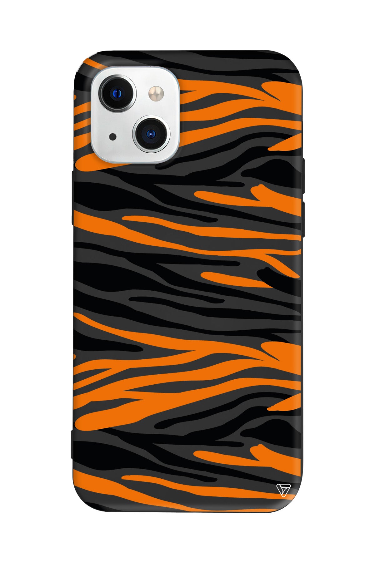 Turuncu Siyah Desen 2 Lansman Model İçi Kadife Silikon Telefon Kılıfı