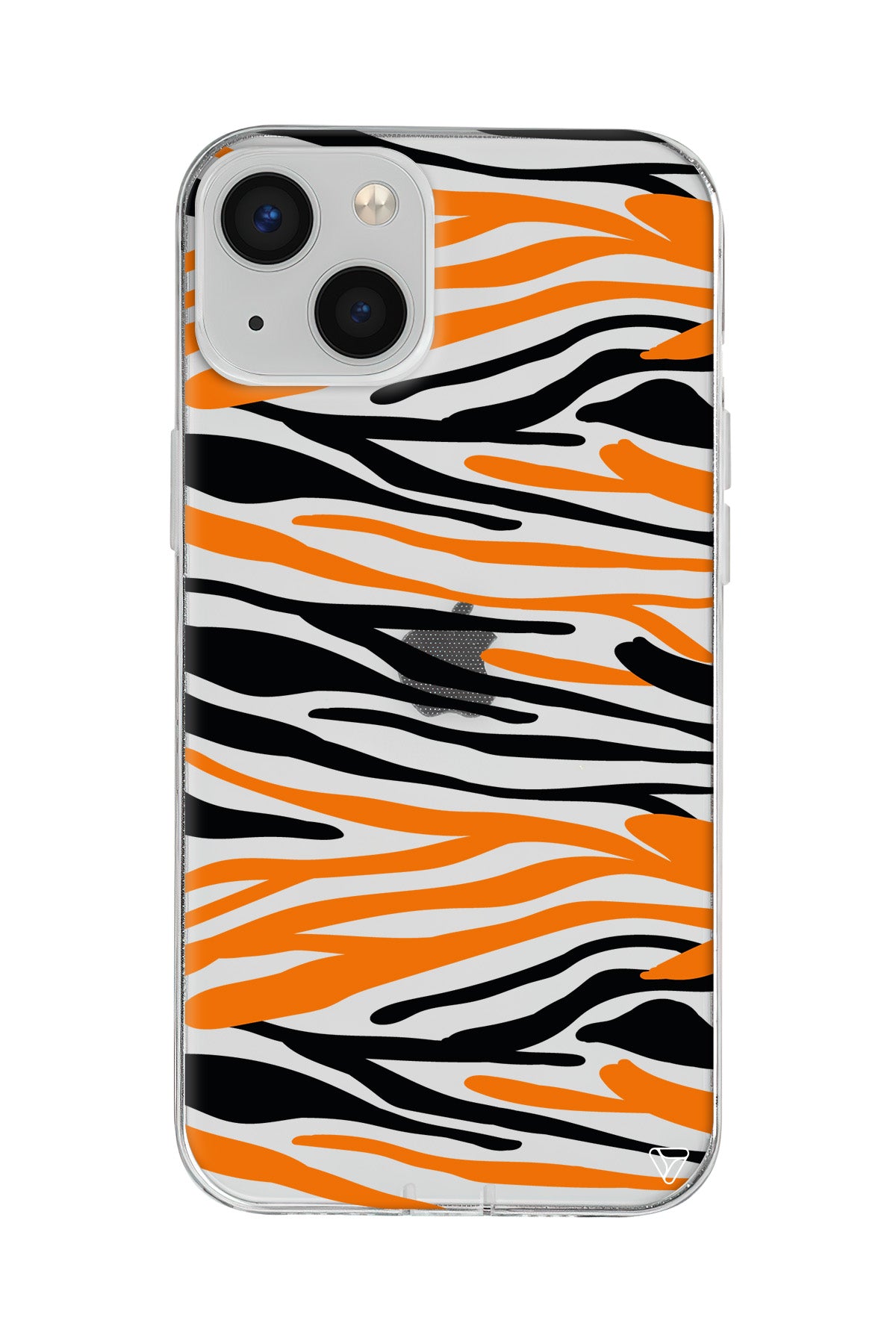 Turuncu Siyah Desen 2 Lansman Model İçi Kadife Silikon Telefon Kılıfı