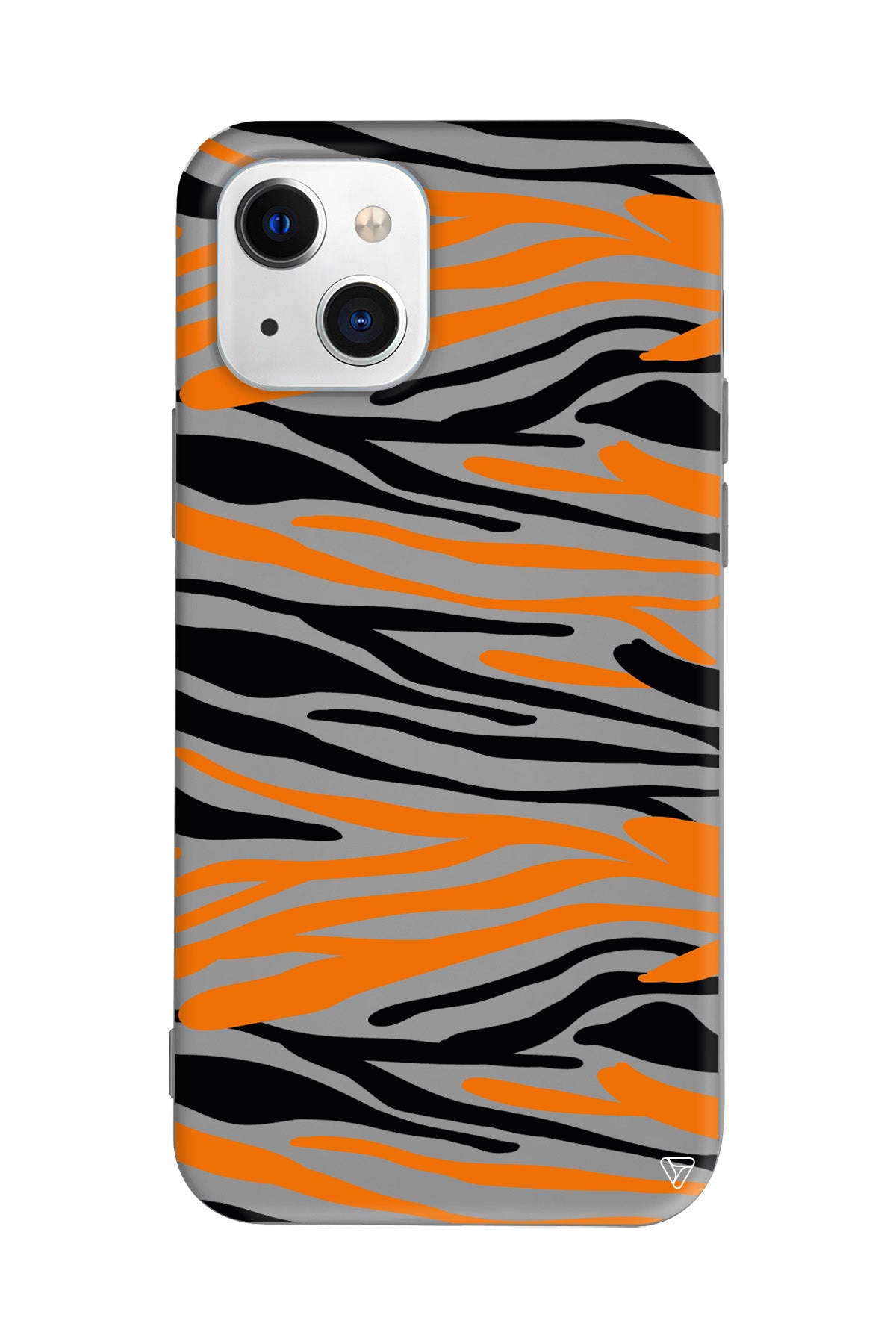 Turuncu Siyah Desen 2 Lansman Model İçi Kadife Silikon Telefon Kılıfı