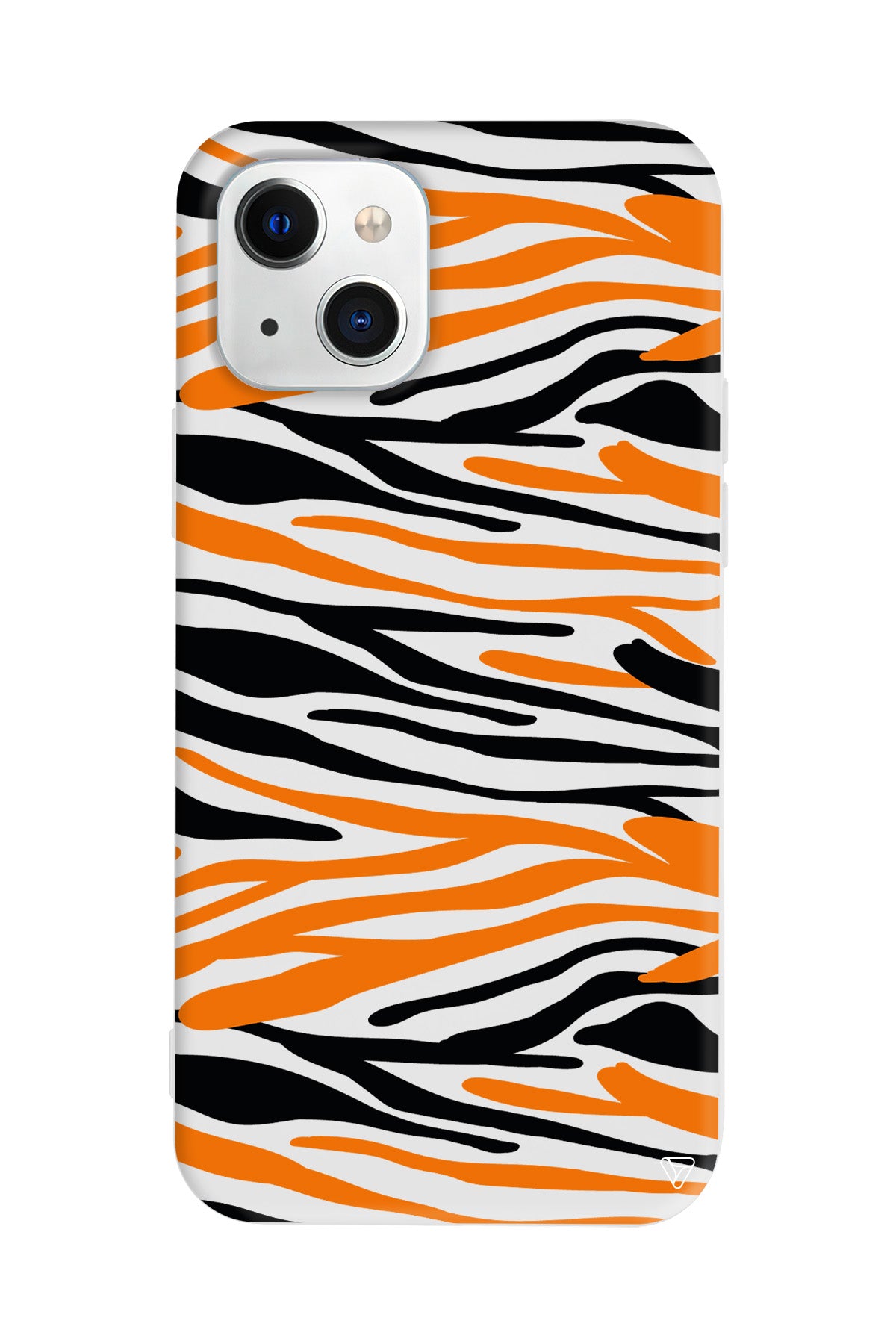 Turuncu Siyah Desen 2 Lansman Model İçi Kadife Silikon Telefon Kılıfı