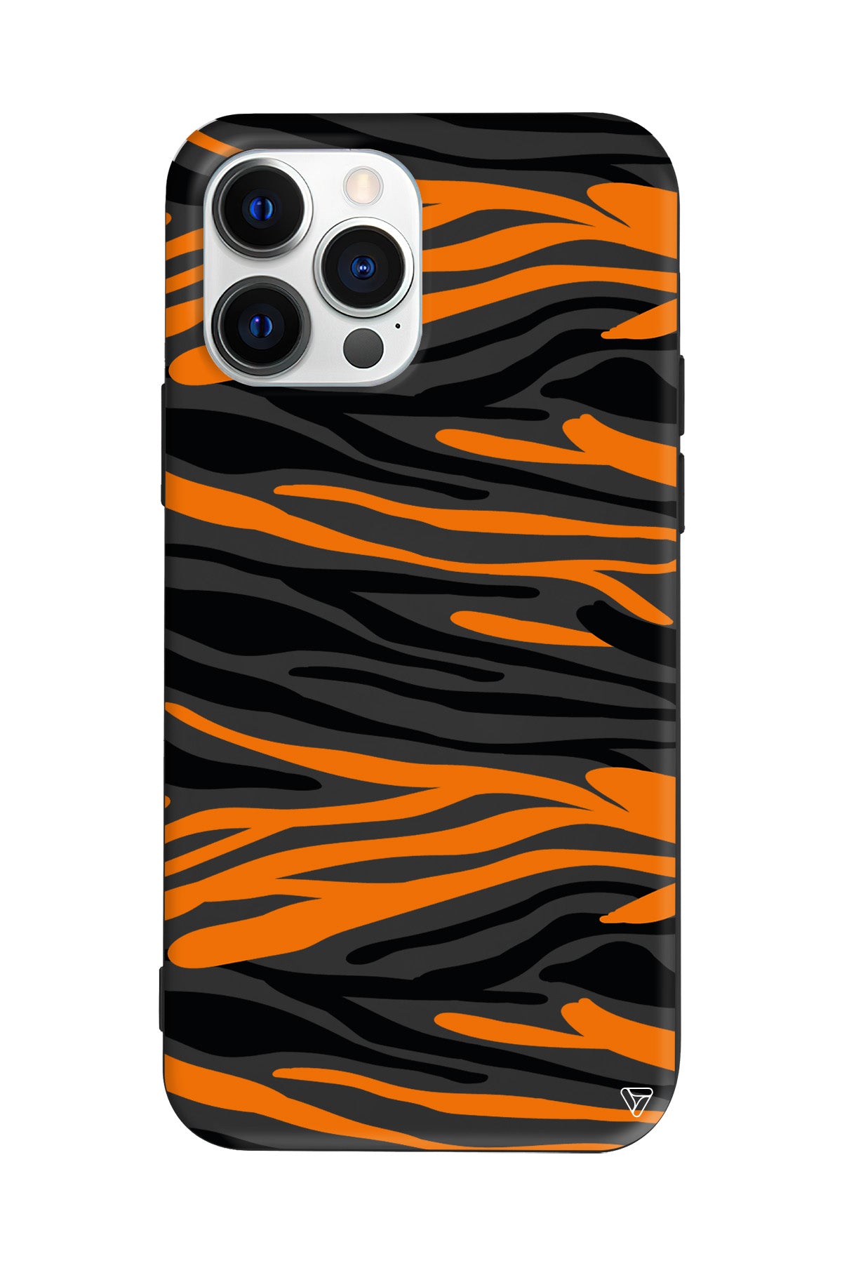 Turuncu Siyah Desen 2 Lansman Model İçi Kadife Silikon Telefon Kılıfı