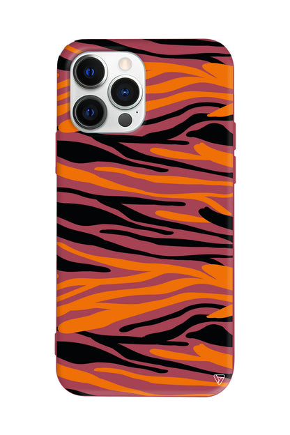 Turuncu Siyah Desen 2 Lansman Model İçi Kadife Silikon Telefon Kılıfı