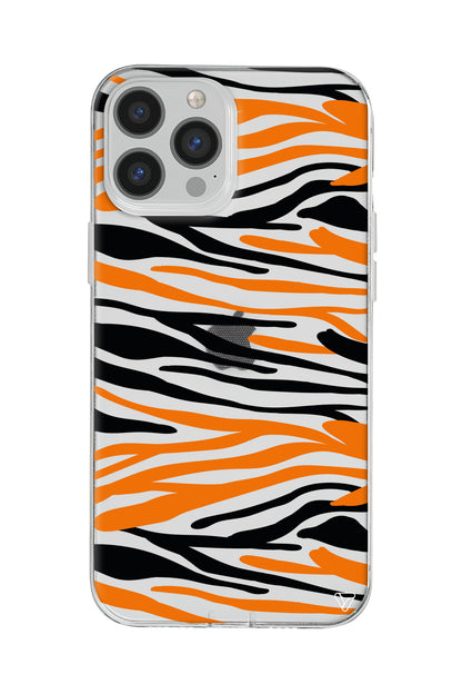 Turuncu Siyah Desen 2 Lansman Model İçi Kadife Silikon Telefon Kılıfı