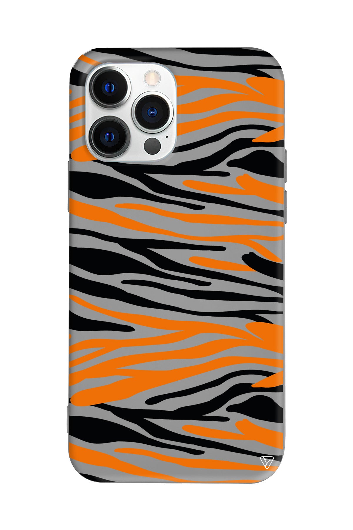 Turuncu Siyah Desen 2 Lansman Model İçi Kadife Silikon Telefon Kılıfı